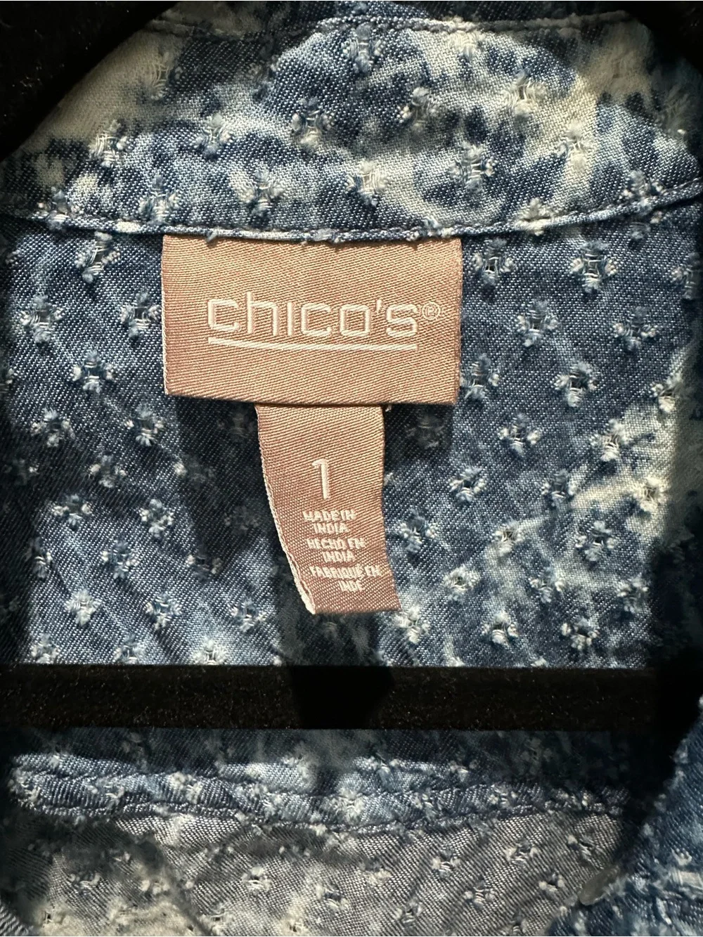 Chico's Blue Tie-Dye lightweight Denim Jacket